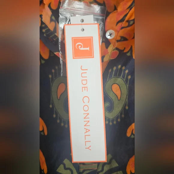 NWT Jude Connally Pru Long Sleeve Cotton Top: Decorative Frond Navy: Size- XXL - Picture 5 of 15